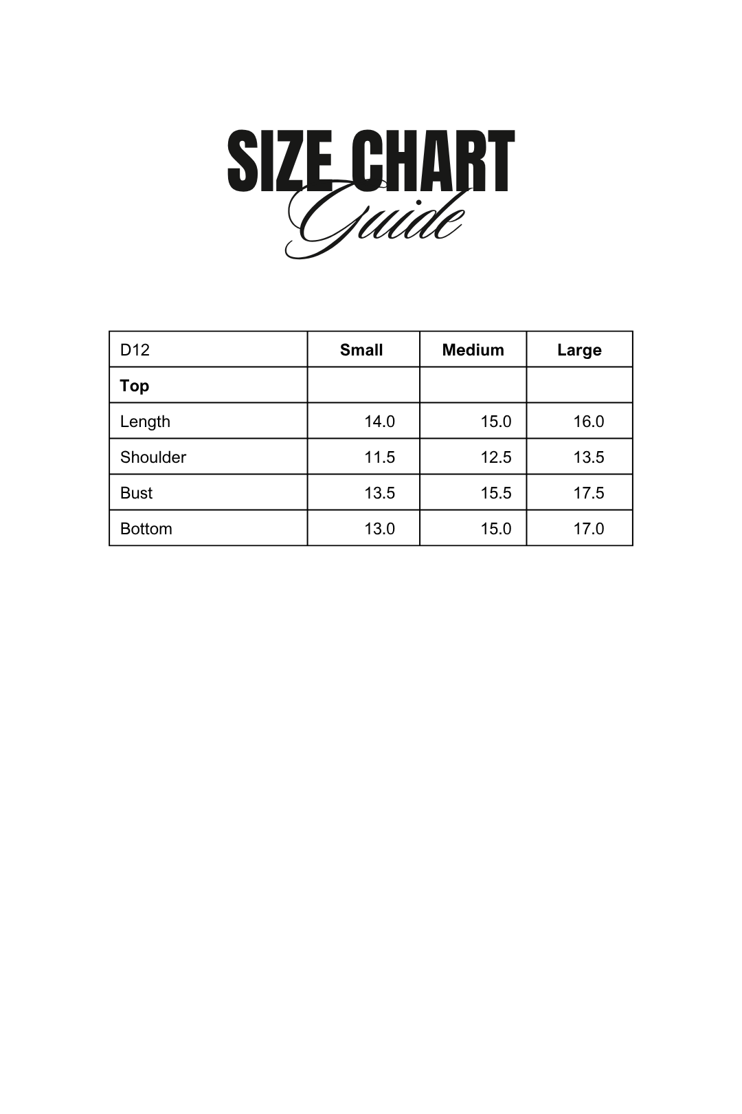 Size Chart