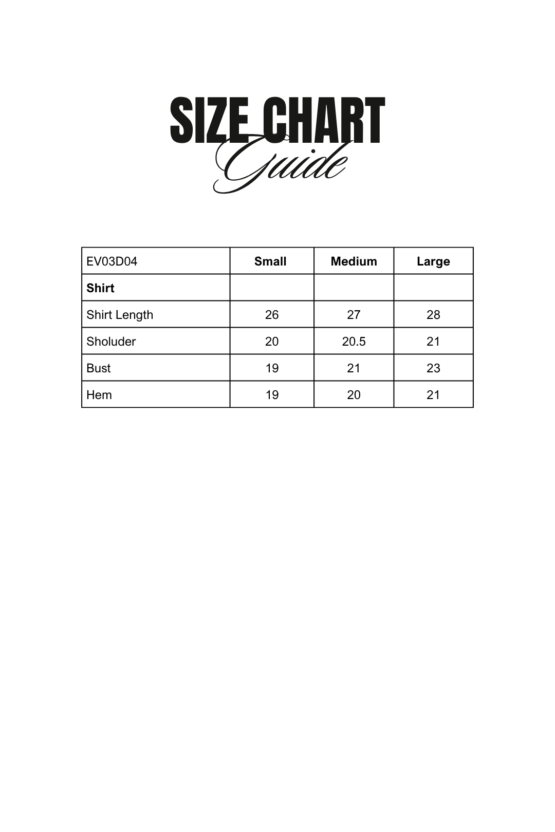 Size Chart